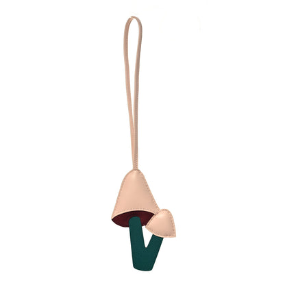 Hermes Lambskin Epsom Suede Petit H Mushroom Charm Rose Eglantine Malachite 1 of 4