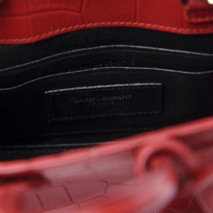 Saint Laurent Calfskin Crocodile Embossed Toy Sac De Jour Red 5 of 11