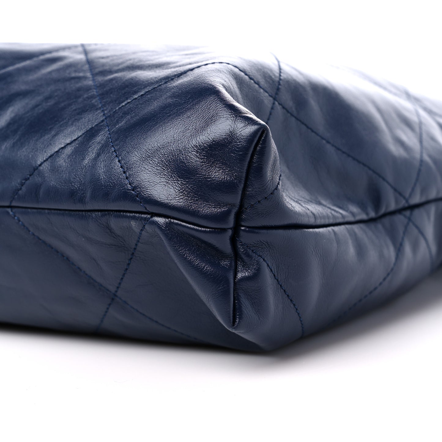 Shiny Calfskin Quilted Chanel 22 Navy Blue