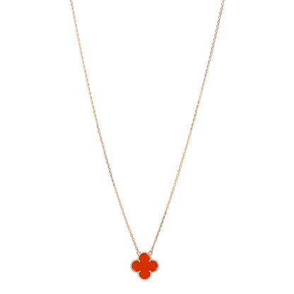 Van Cleef & Arpels 18K Yellow Gold Carnelian Vintage Alhambra Pendant Necklace 1 of 6