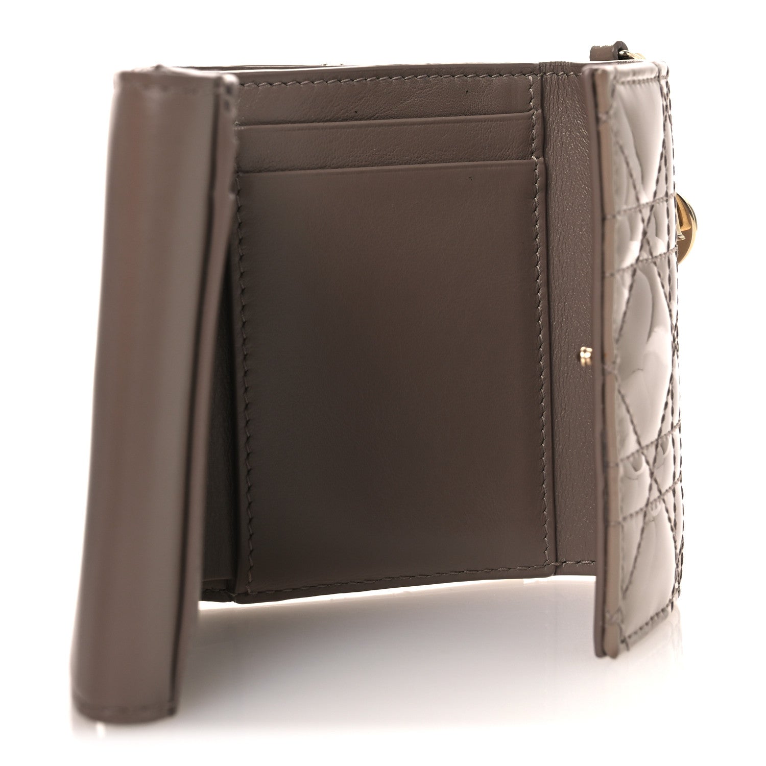 Christian Dior Patent Cannage Lady Dior Lotus Wallet Warm Taupe 5 of 7