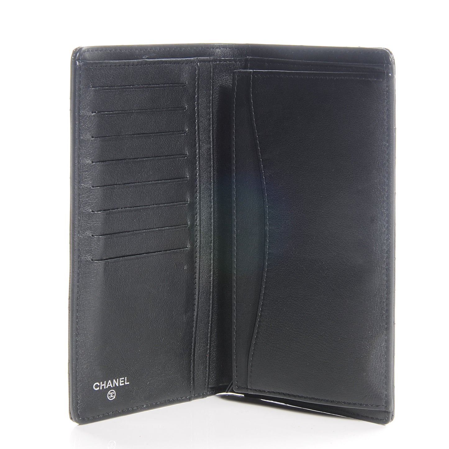 Striated Patent Yen Wallet Black