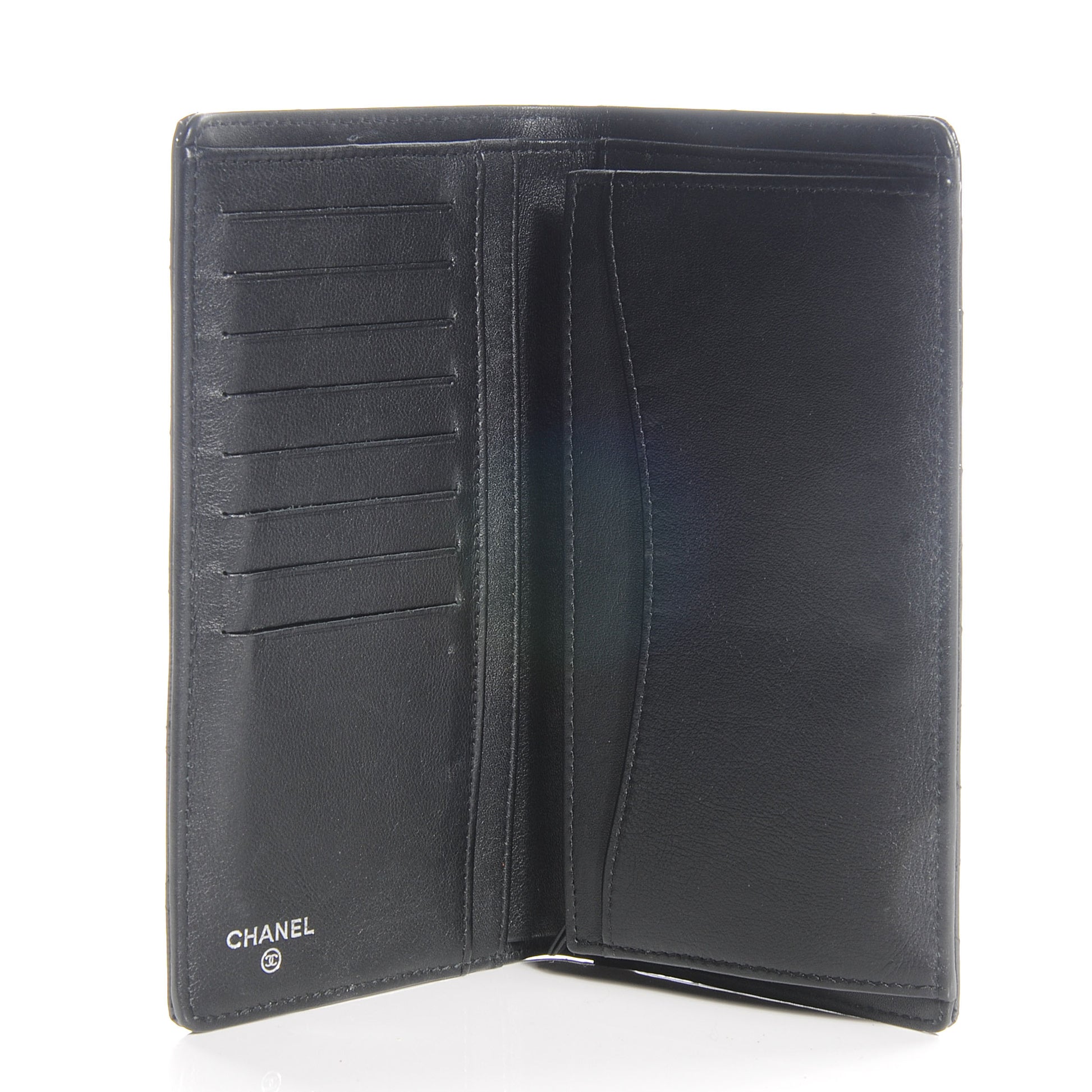 Chanel Striated Patent Yen Wallet Black 5 of 7