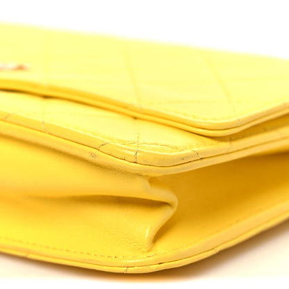 Chanel Lambskin Quilted Wallet on Chain WOC Yellow 11 of 12
