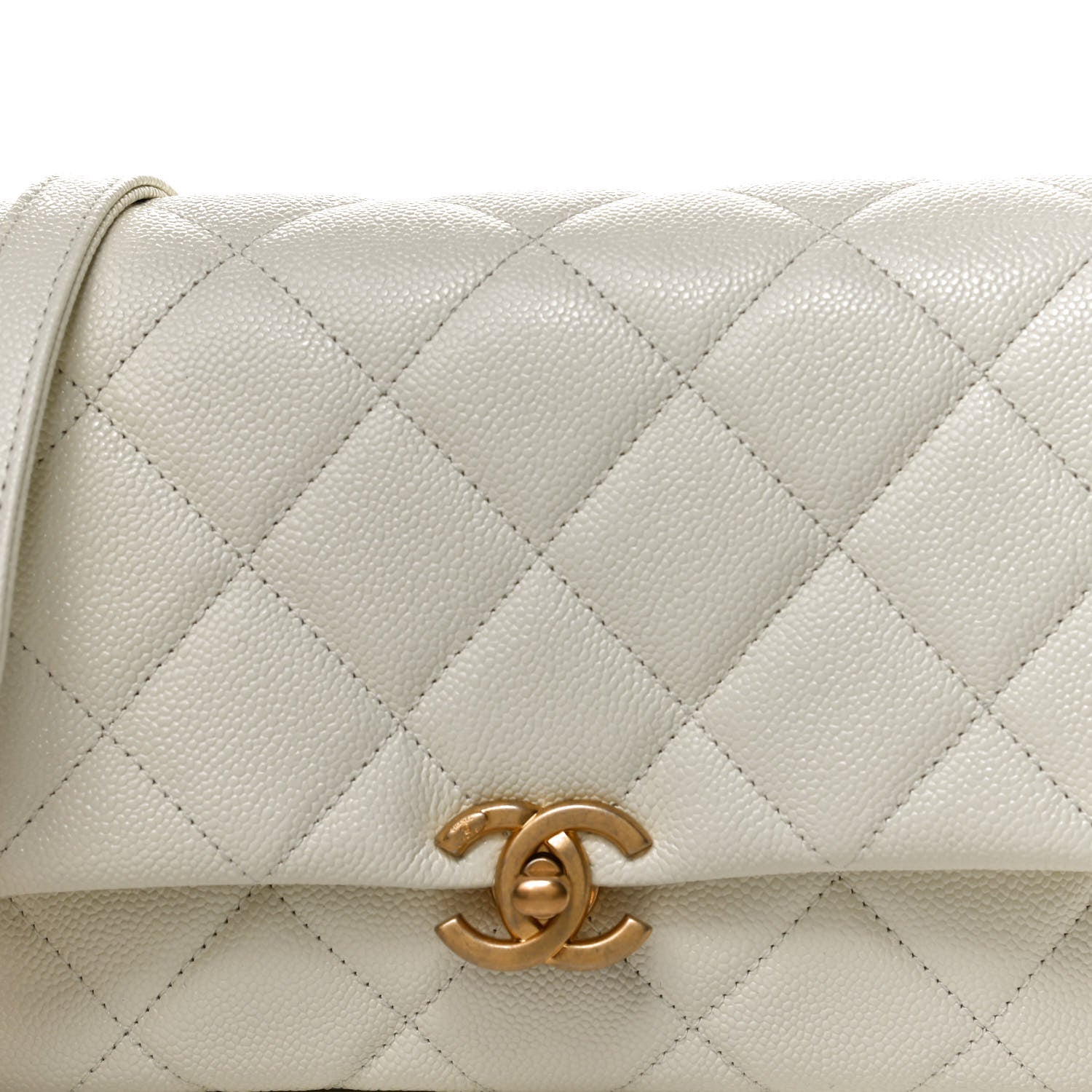 Chanel Shiny Caviar Quilted Small Chain Melody Flap White 8 of 10