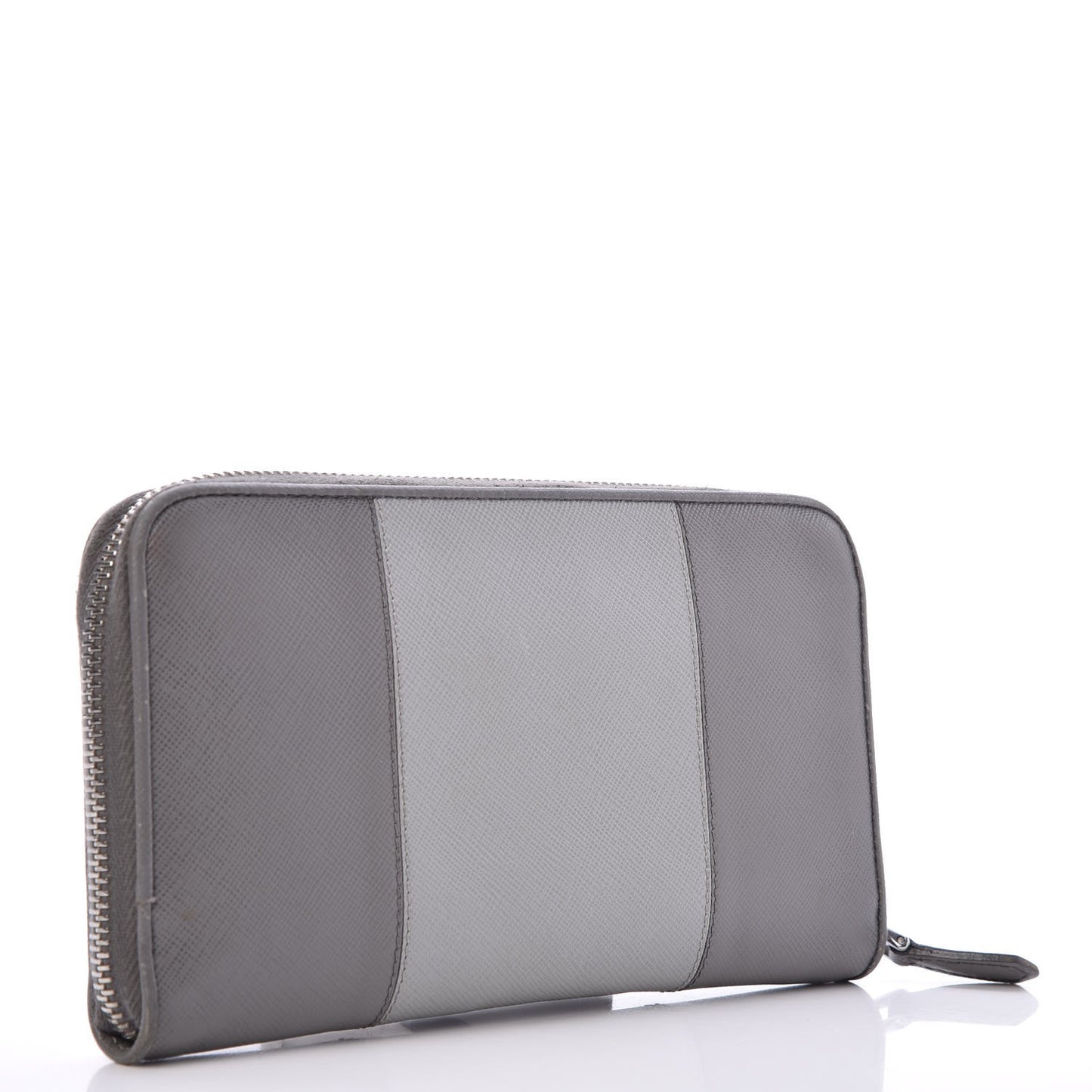 Saffiano Bi-Color Metal Zip Around Wallet Marmo Nube