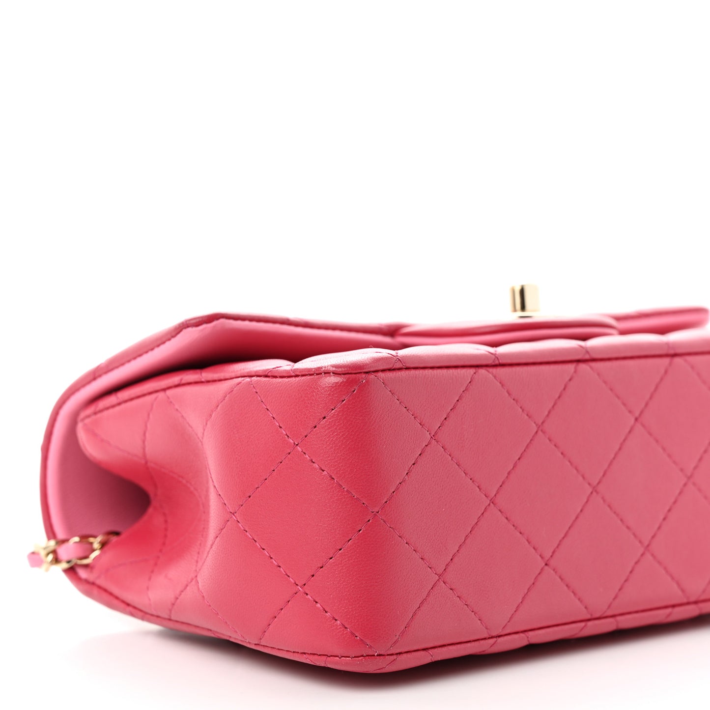 Lambskin Quilted Bi-Color Mini Top Handle Rectangular Flap Rose