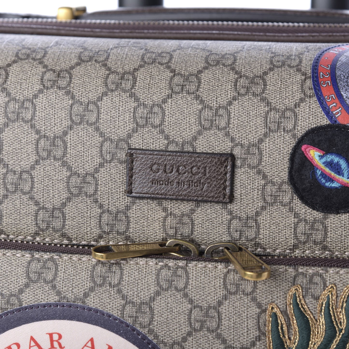 GG Supreme Monogram Courrier Carry On Trolley Brown