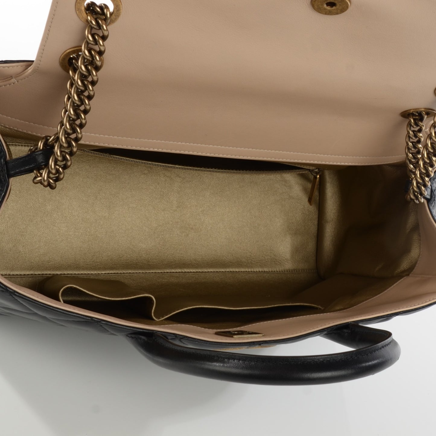 Lambskin Quilted Small Portobello Tote Black Beige