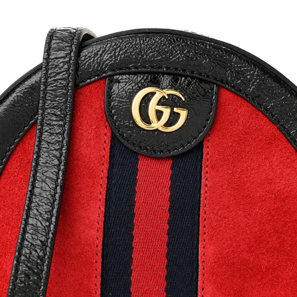 Gucci Suede Patent Web Mini Ophidia Round Shoulder Bag Hibiscus Red Black 8 of 10