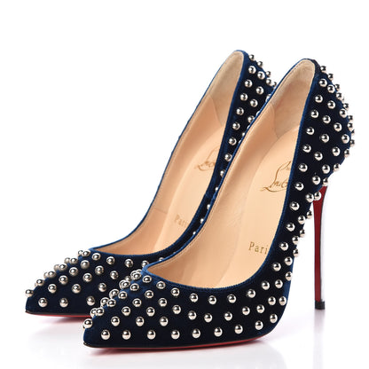 Christian Louboutin Velvet Specchio Billy 120 Spikes Pumps 36 Silver Eclipse 3 of 9