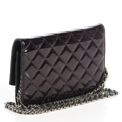Chanel Patent Quilted Brilliant Wallet On Chain WOC Bordeaux Clair 3 of 9