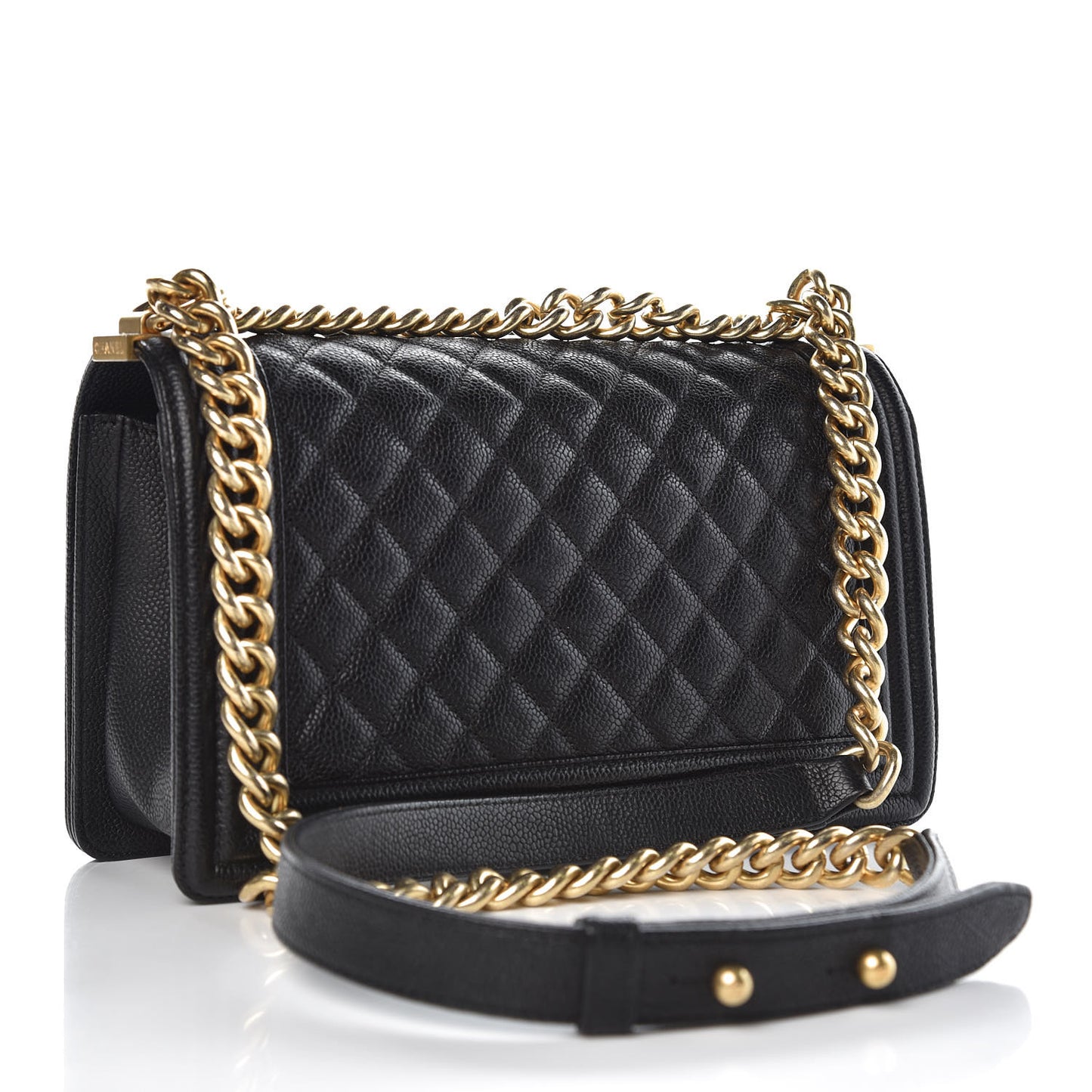 Caviar Quilted Medium Boy Flap Black