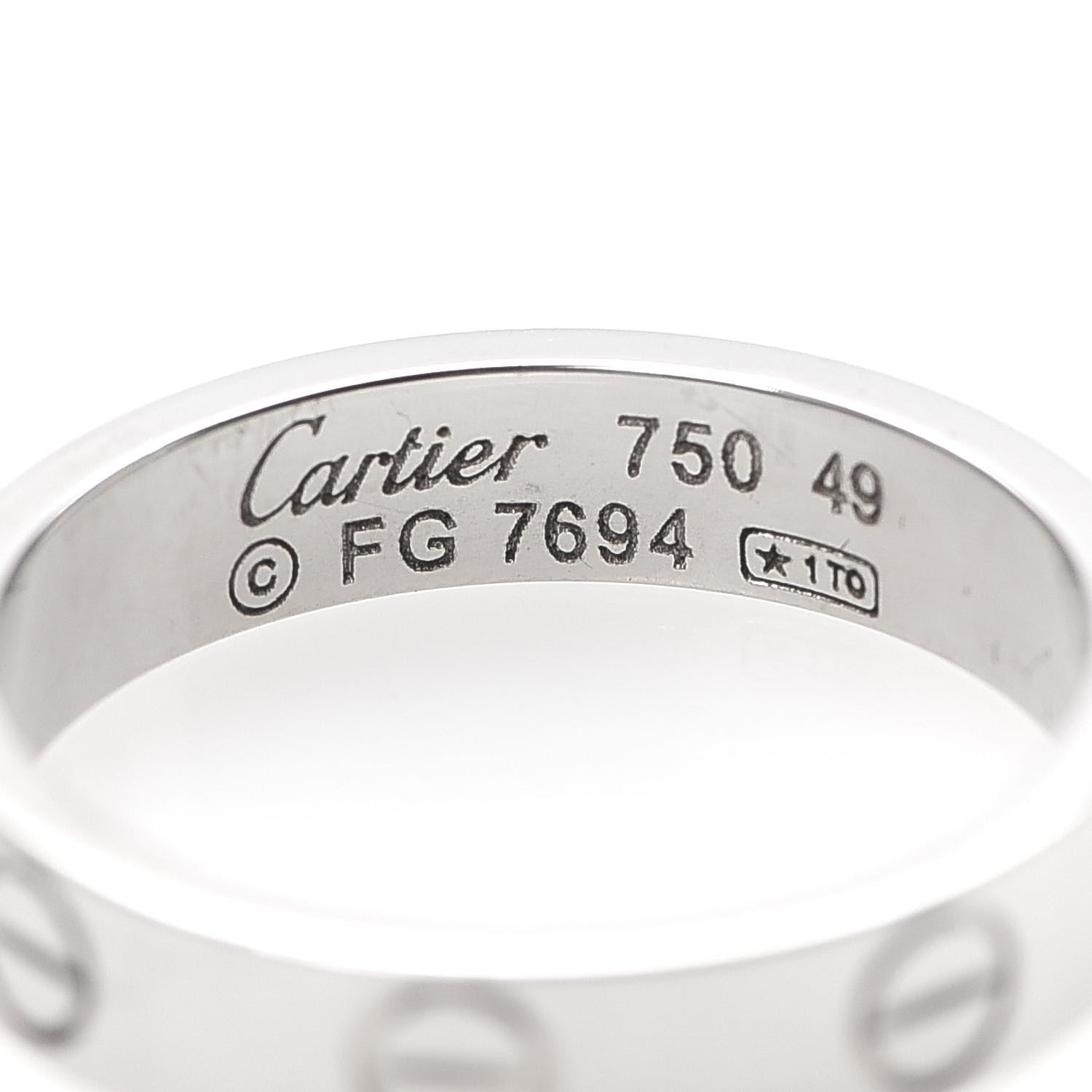 Cartier 18K White Gold 3.5mm LOVE Wedding Band Ring 49 4.75 4 of 4