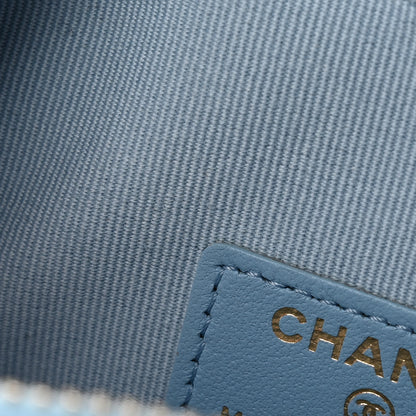 Chanel Lambskin Quilted CC In Love Heart Clutch With Chain Light Blue 12 of 12