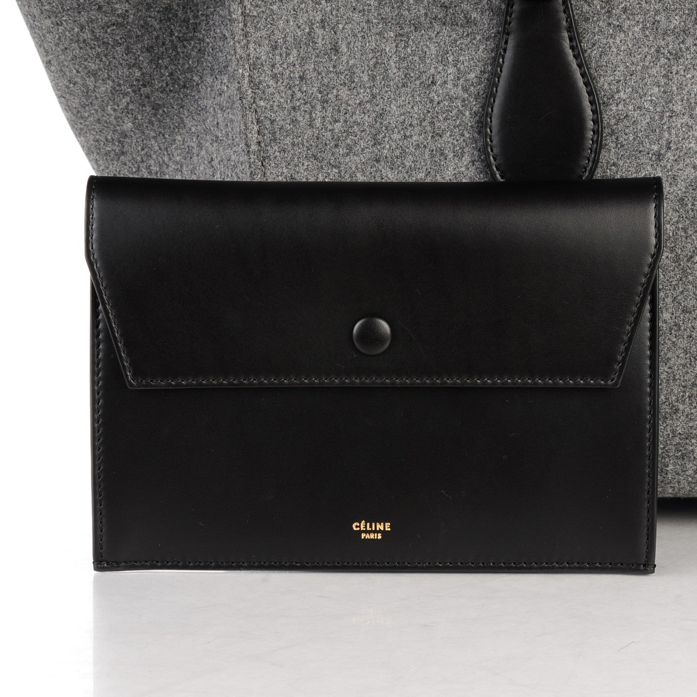 Celine Felt Calfskin Medium Tie Knot Tote Grey Black 8 of 8