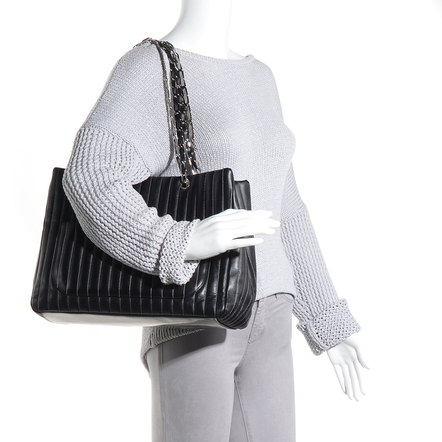 Chanel Lambskin Vertical Quilted Large Mademoiselle Tote Black 2 of 12