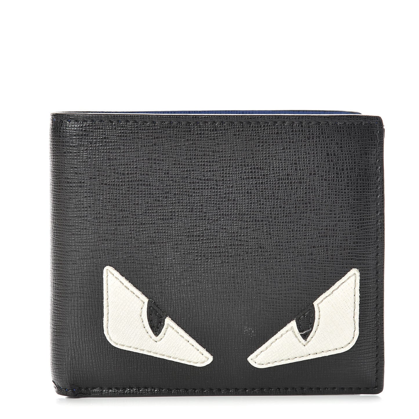 Vitello Elite Monster Eyes Inlay Bi-Fold Wallet Asfalto Blue
