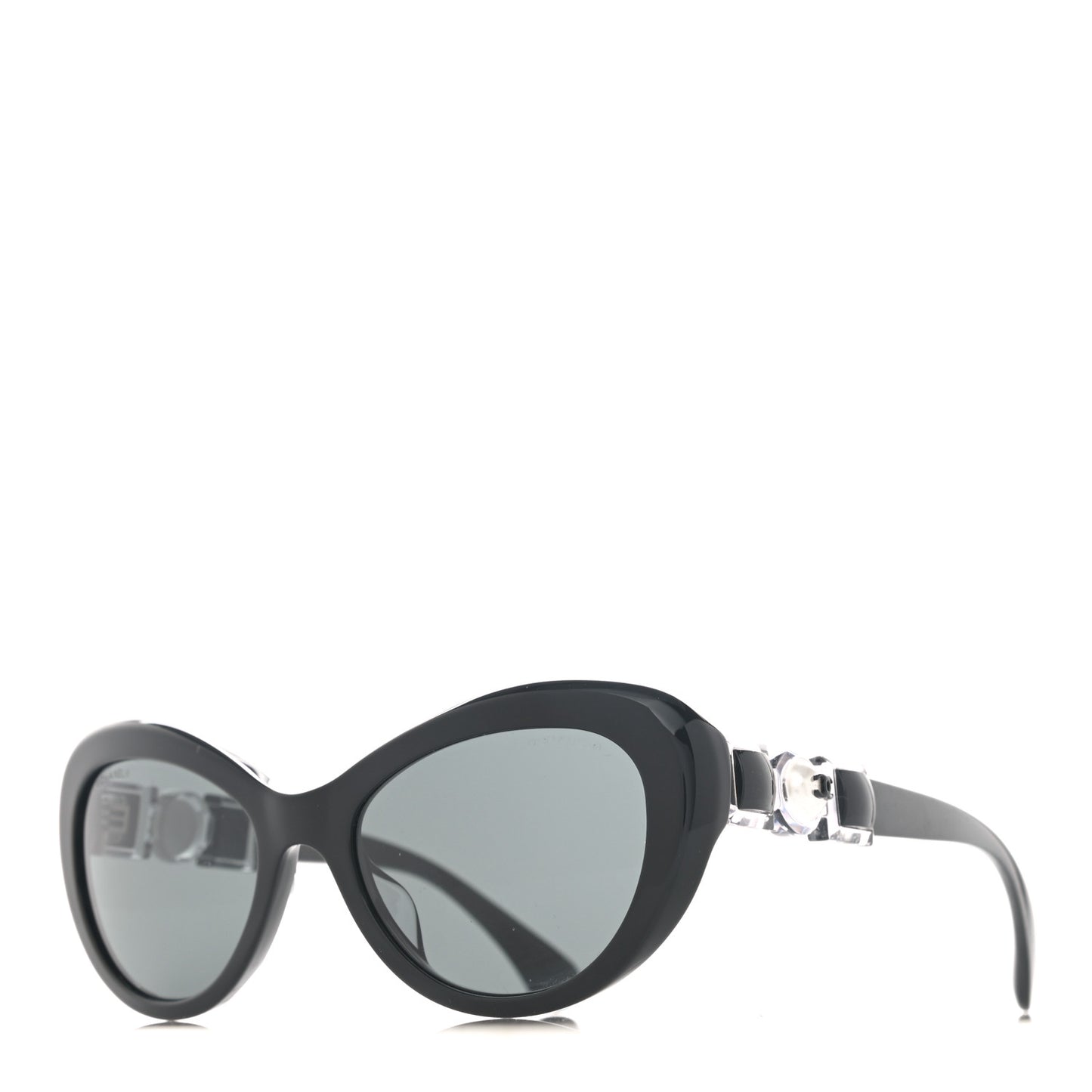 Acetate Glass Pearls Cat Eye Sunglasses 5443-H Black