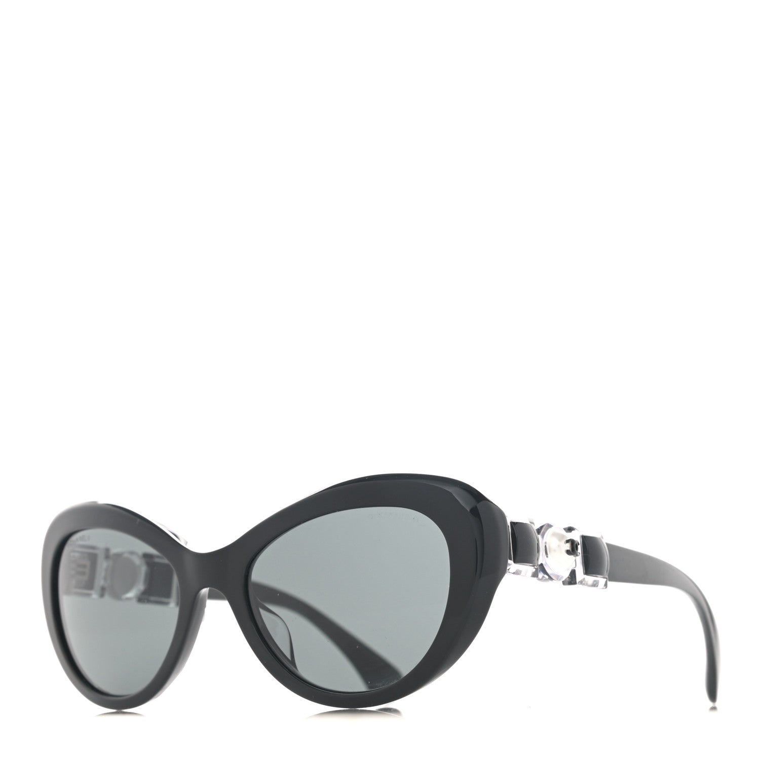 Chanel Acetate Glass Pearls Cat Eye Sunglasses 5443-H Black 1 of 9
