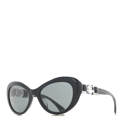 Chanel Acetate Glass Pearls Cat Eye Sunglasses 5443-H Black 1 of 9