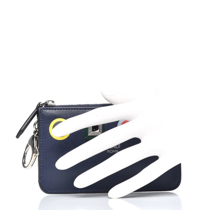 Fendi Vitello Liberty Studded Coin Pouch Key Case Blueberry Multicolor 2 of 8