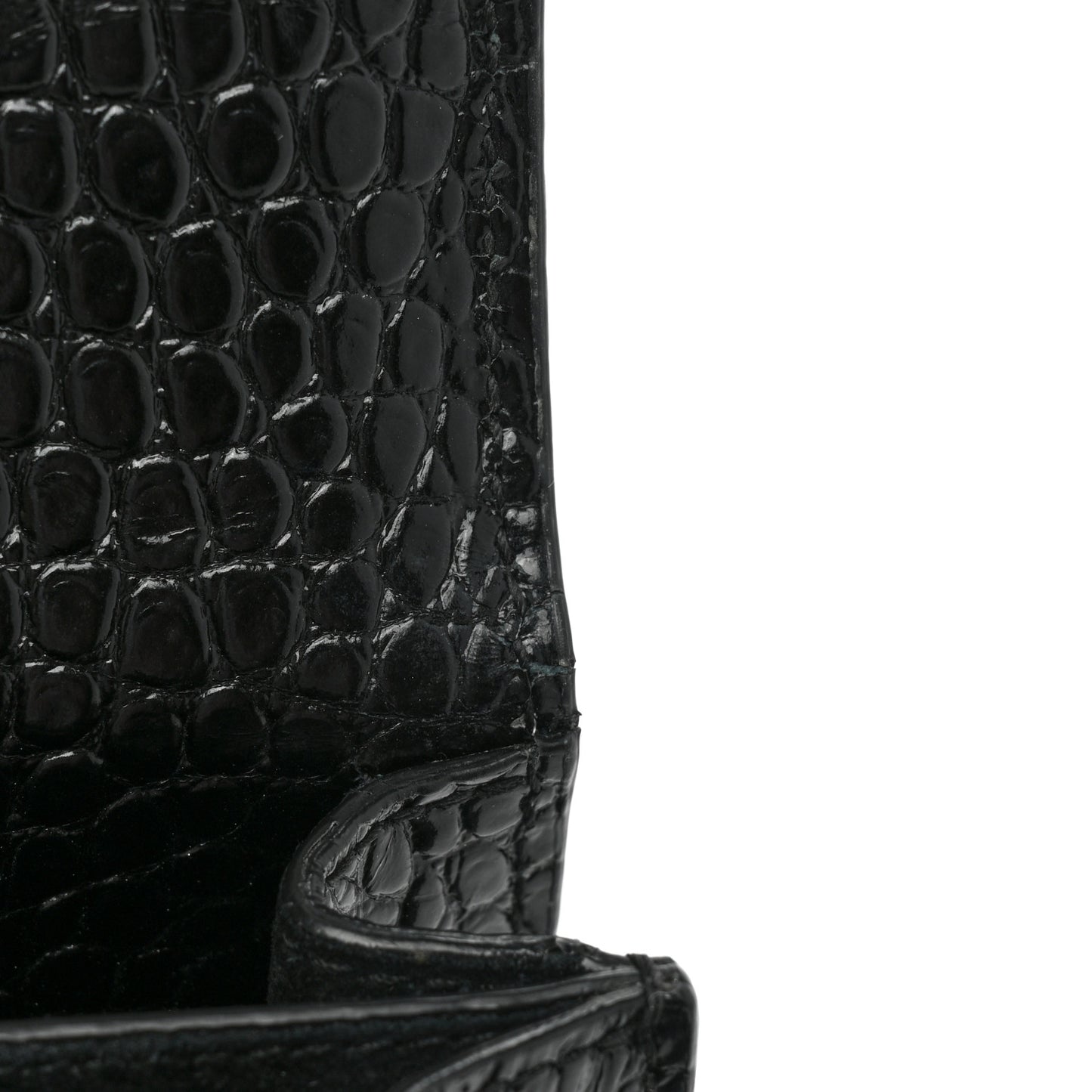 Calfskin Crocodile Embossed Medium Monogram Sunset Black