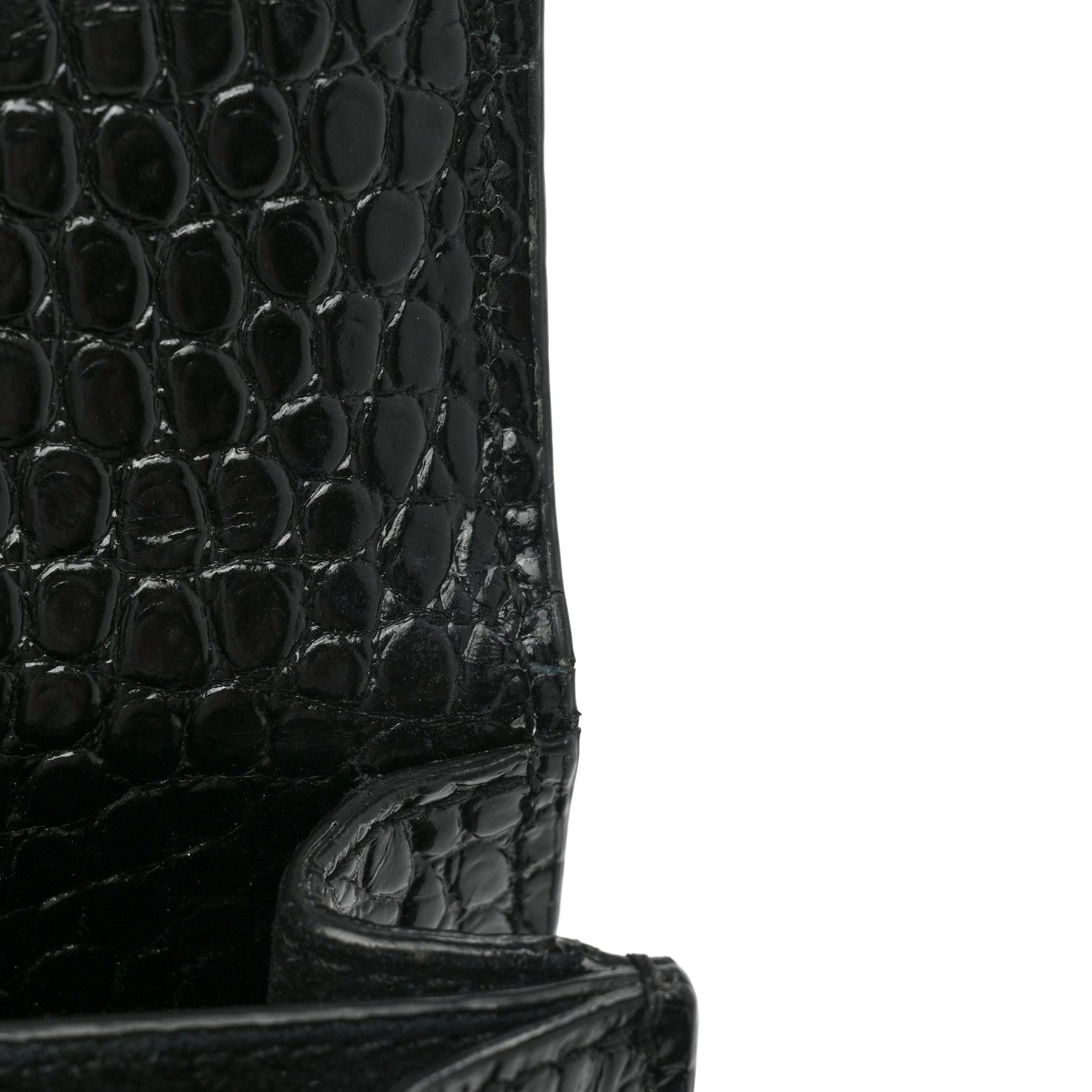 Saint Laurent Calfskin Crocodile Embossed Medium Monogram Sunset Black 12 of 15