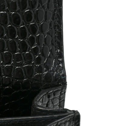 Saint Laurent Calfskin Crocodile Embossed Medium Monogram Sunset Black 12 of 15
