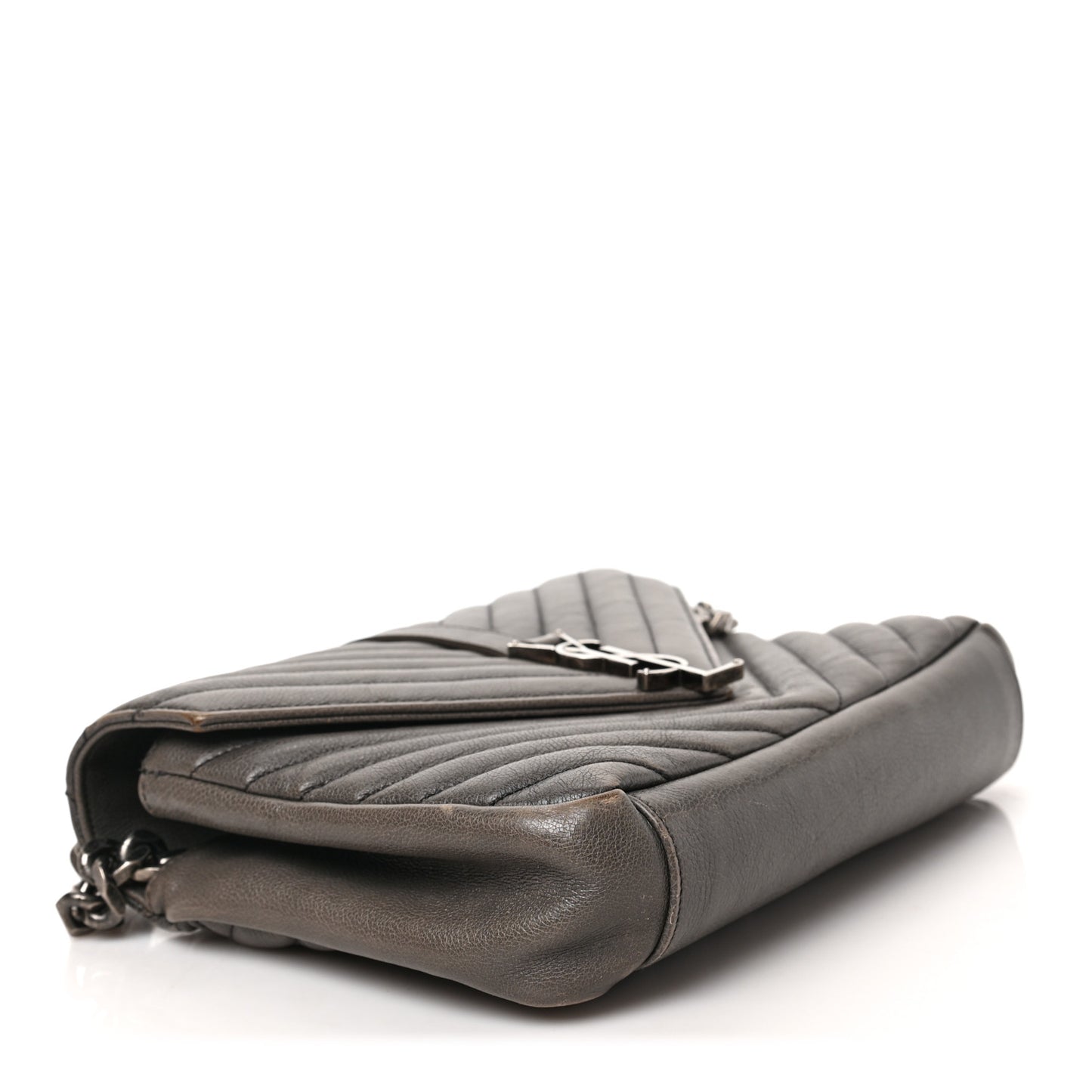 Sheepskin Matelasse Chevron Monogram Medium College Bag Asphalt