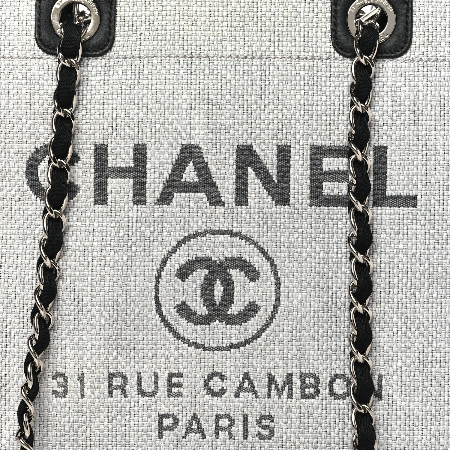 Chanel Woven Straw Raffia Medium Deauville Tote Grey 8 of 10