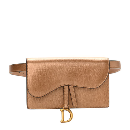 Christian Dior Metallic Grained Calfskin Saddle Belt Bag Gold 1 of 10