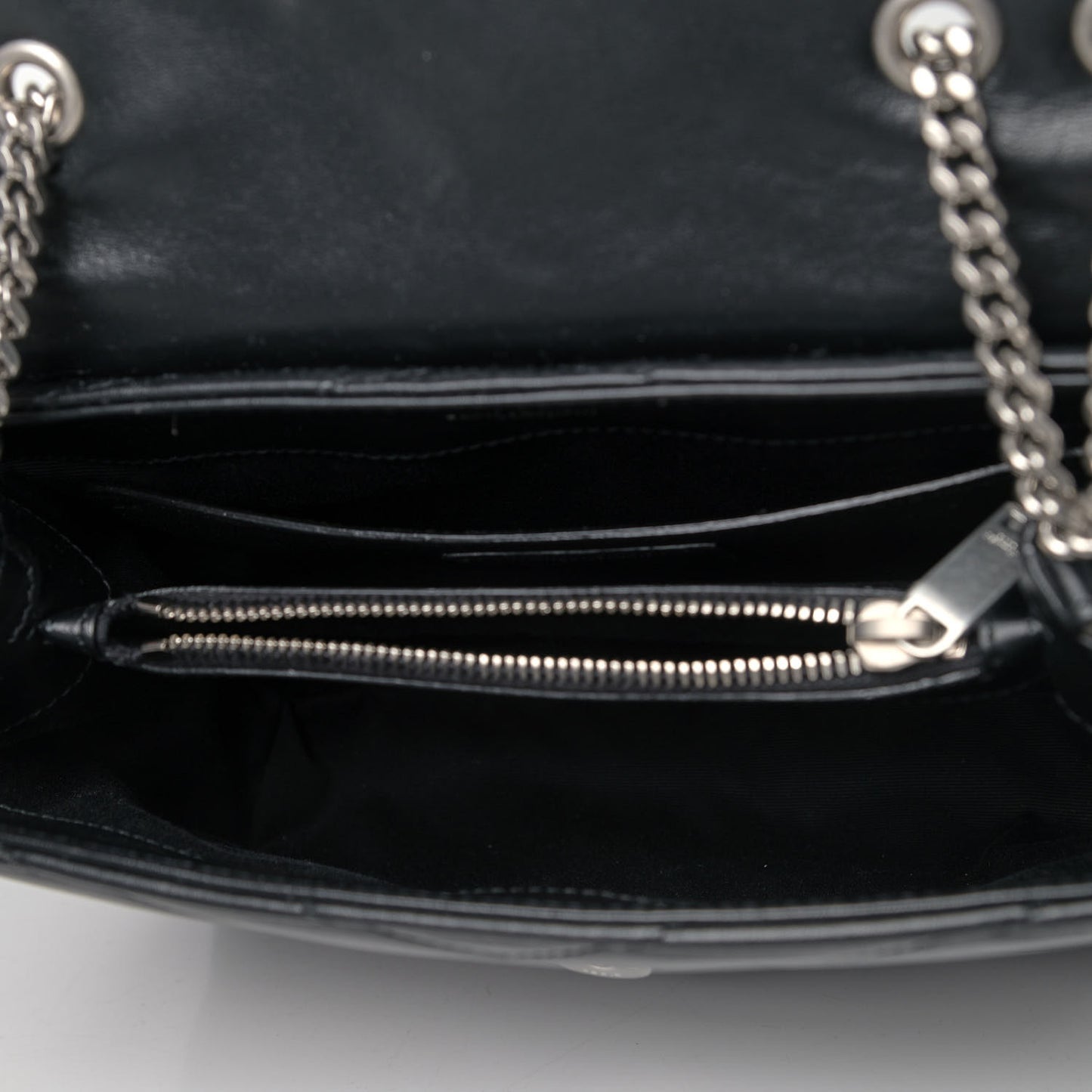 Calfskin Y Quilted Monogram Small Loulou Chain Satchel Black