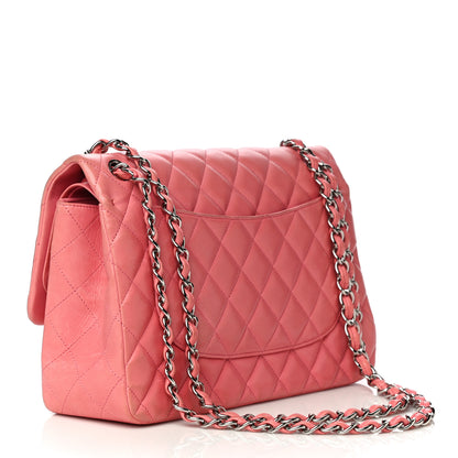 Chanel Lambskin Quilted Jumbo Double Flap Pink 3 of 29