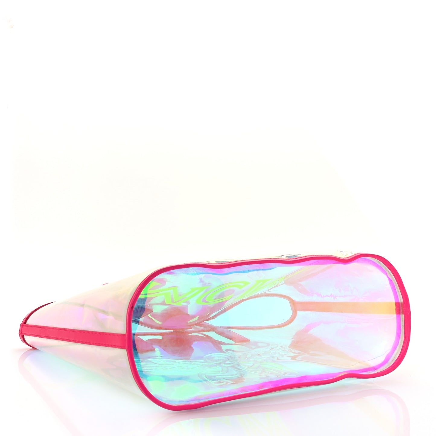 Iridescent PVC Shopper Tote Neon Pink Hologram