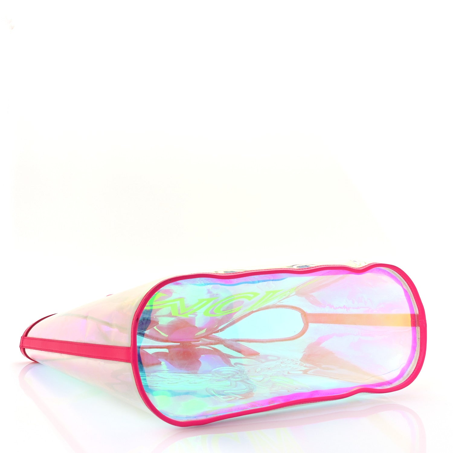 MCM Iridescent PVC Shopper Tote Neon Pink Hologram 4 of 7