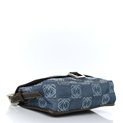 Loewe Canvas Denim Calfskin Anagram Crossbody Bag Blue Multicolor 3 of 7