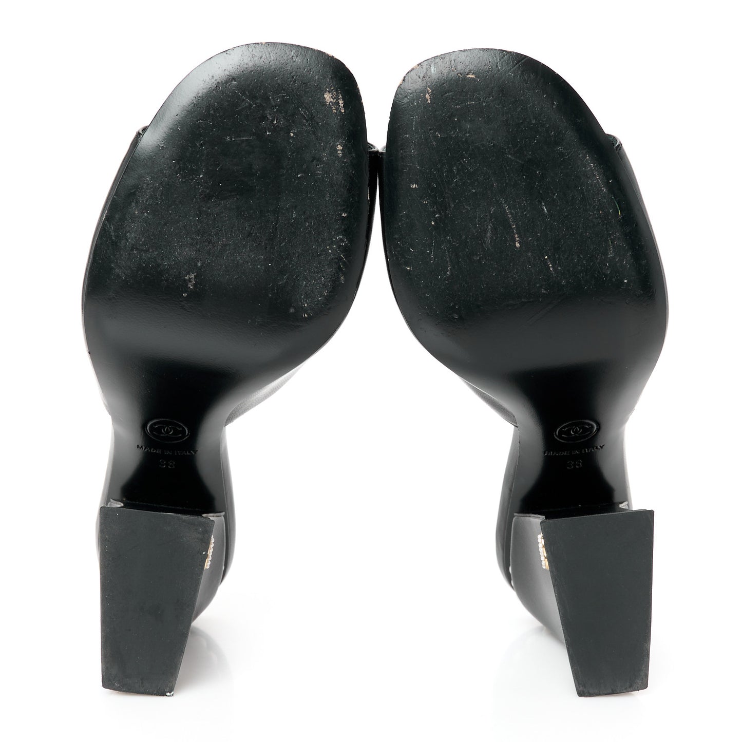 Shiny Goatskin Pearl Mule Sandals 38 Black