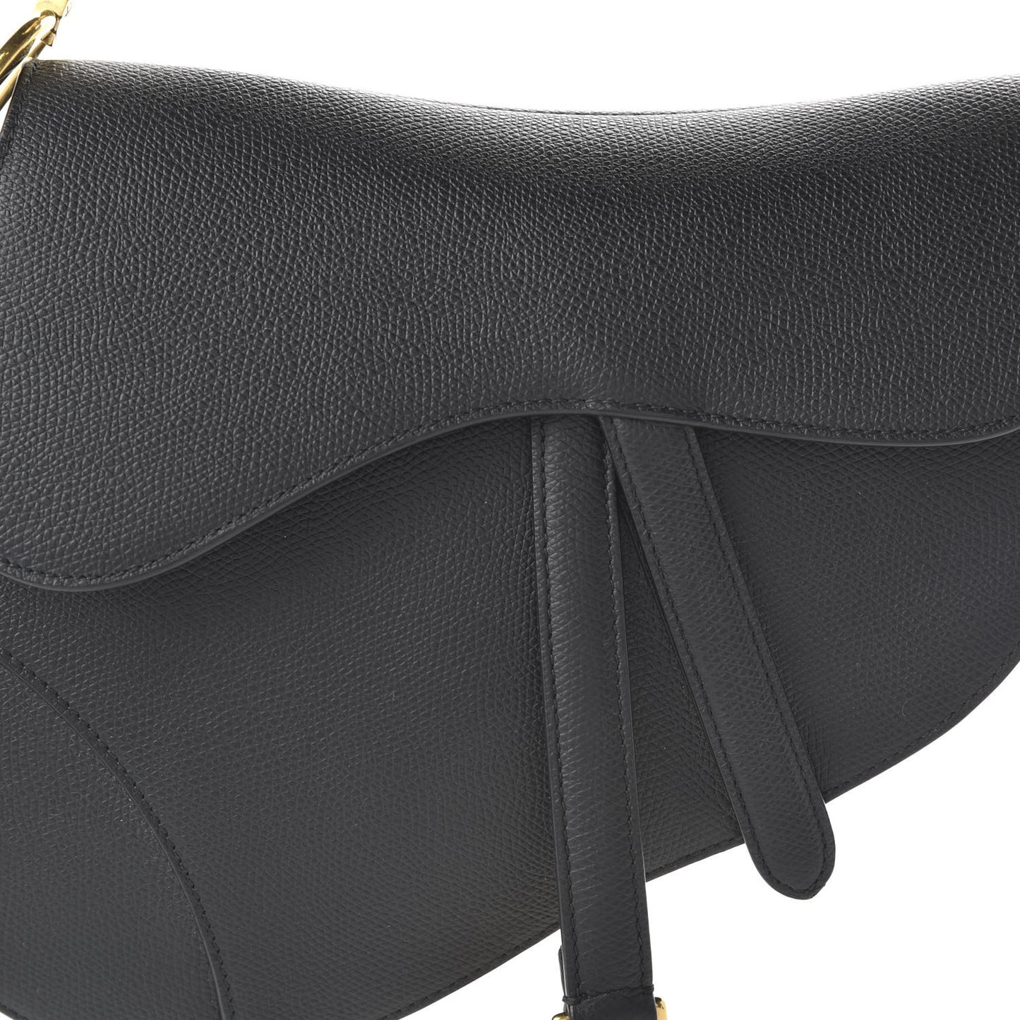 Grained Calfskin Saddle Bag Black