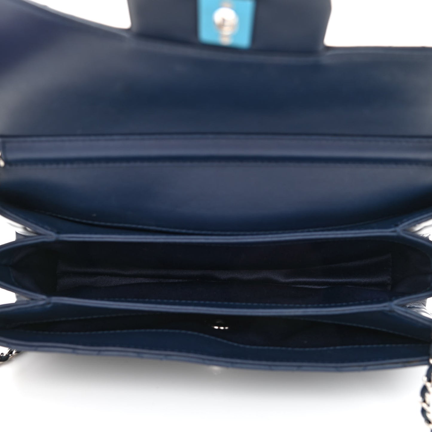 Lambskin Quilted By 4 Flap Crossbody Navy