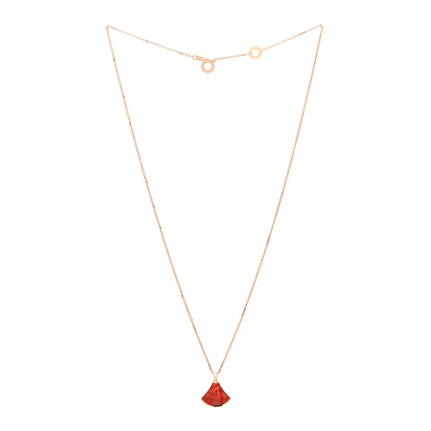 Bulgari 18K Rose Gold Diamond Carnelian Divas' Dream Pendant Necklace 3 of 5
