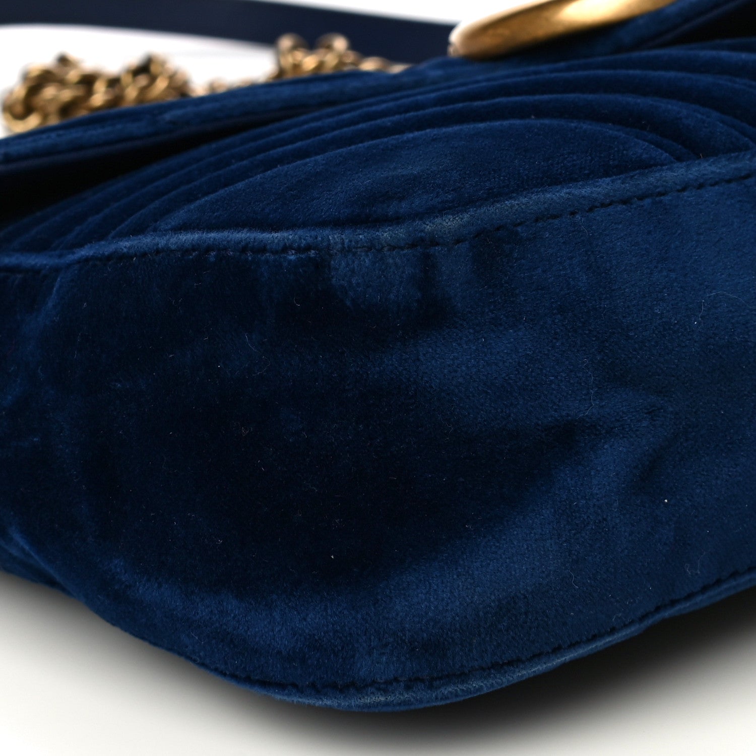Gucci Velvet Matelasse Medium GG Marmont Shoulder Bag Cobalt Blue 10 of 24