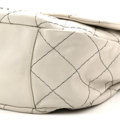 Chanel Glazed Calfskin XL On The Road Flap Light Grey 10 of 12