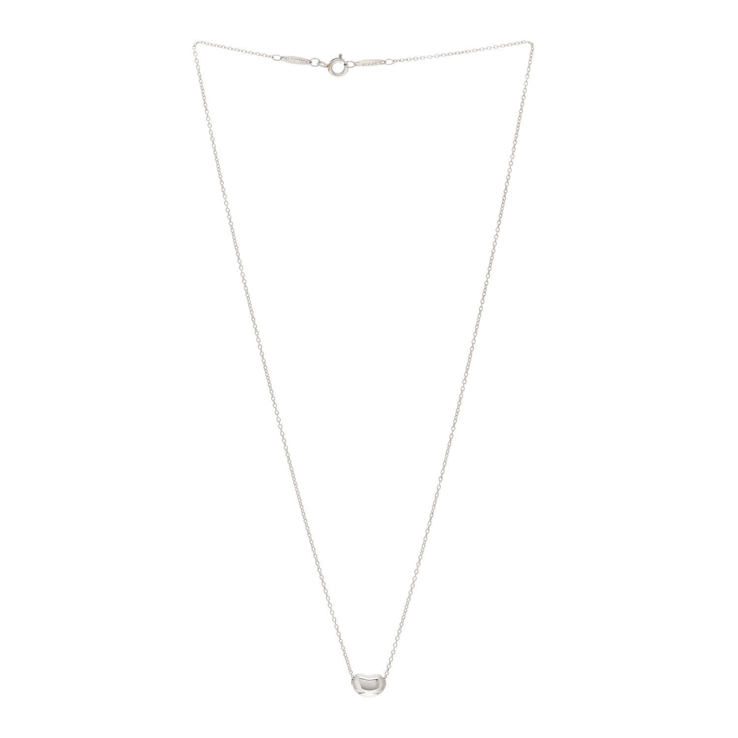 Tiffany Sterling Silver 9mm Elsa Peretti Bean Pendant Necklace 3 of 4
