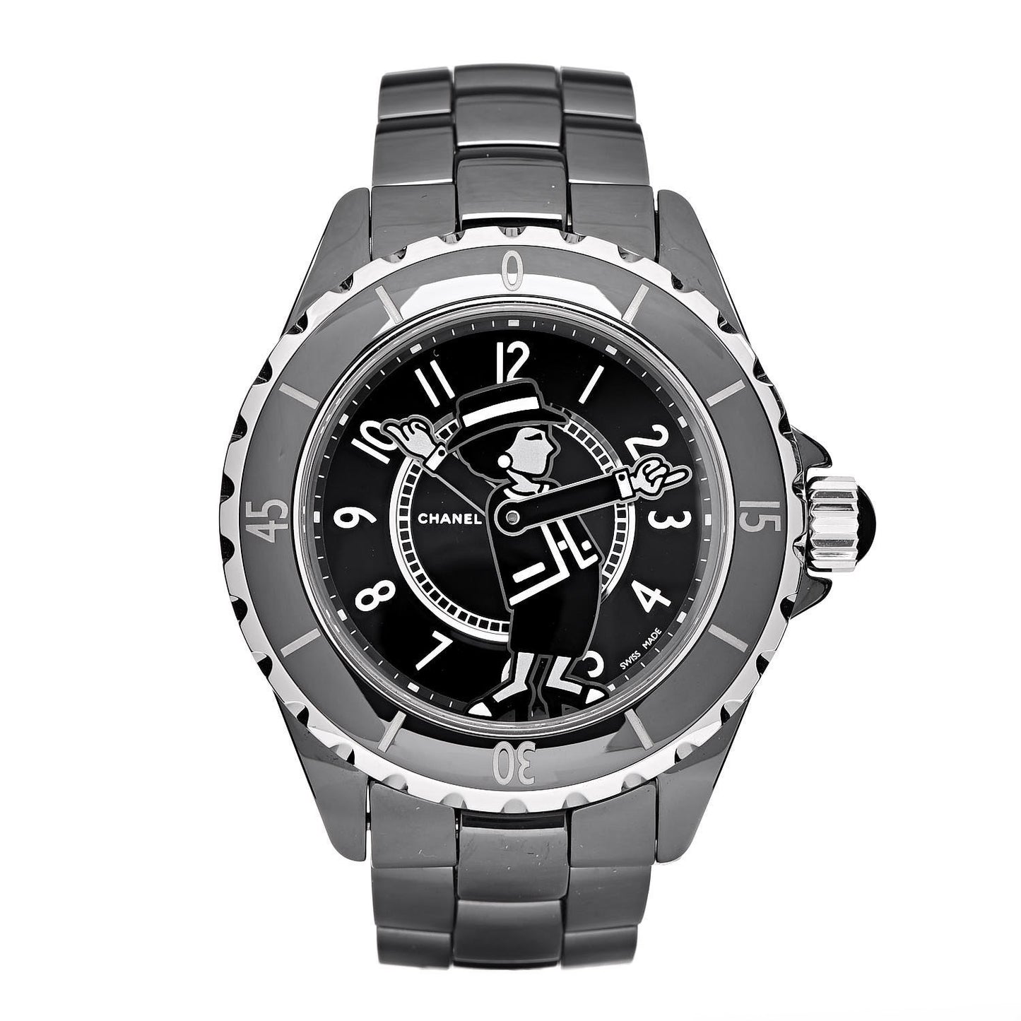 Stainless Steel Ceramic Diamond 38mm J12 Limited Edition Mademoiselle Automatic Watch Black