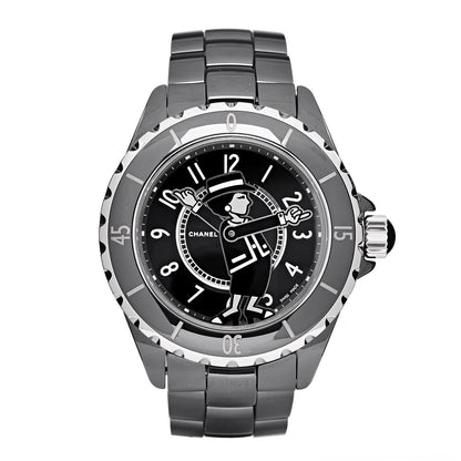 Chanel Stainless Steel Ceramic Diamond 38mm J12 Limited Edition Mademoiselle Automatic Watch Black 1 of 14