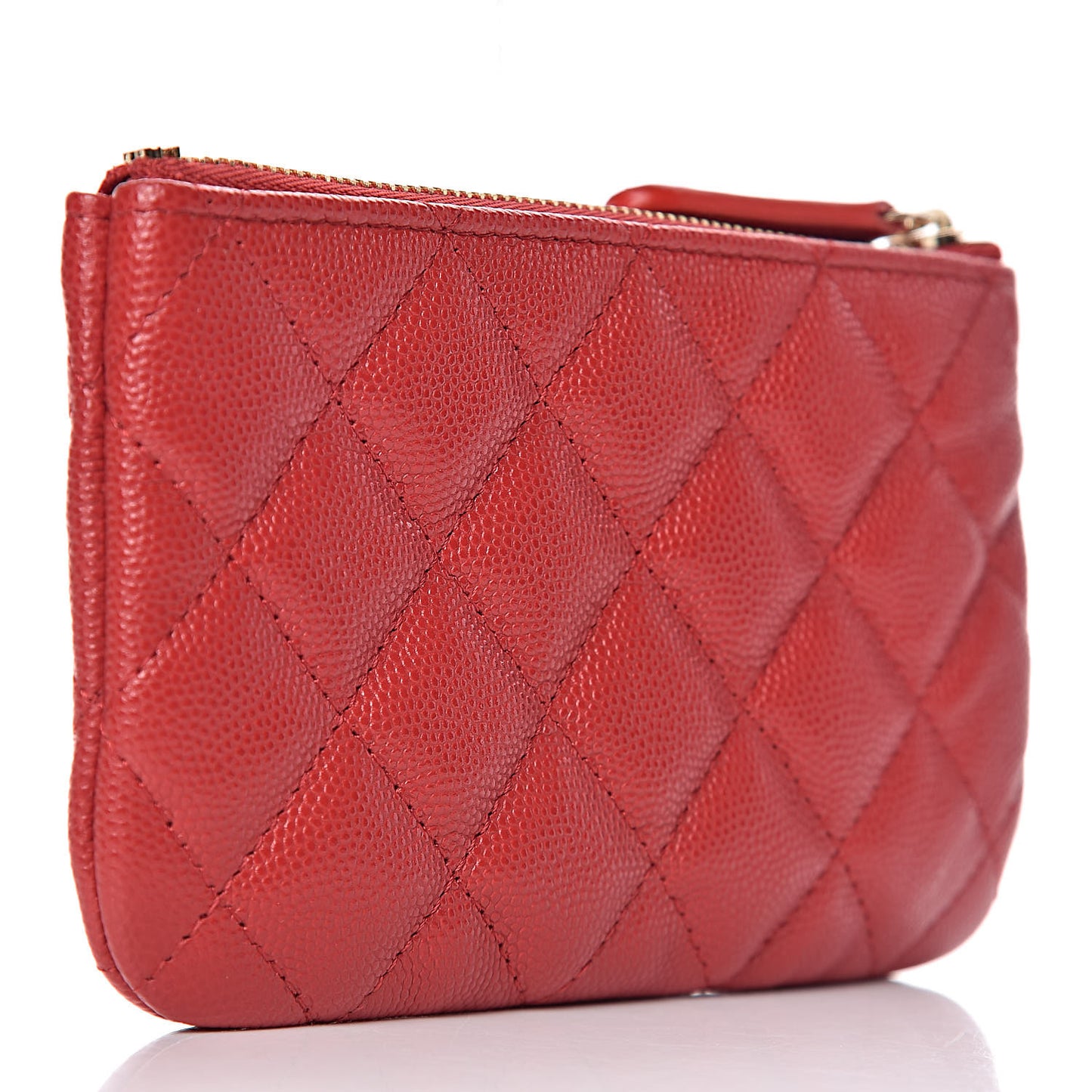 Caviar Quilted Small Cosmetic Case Red