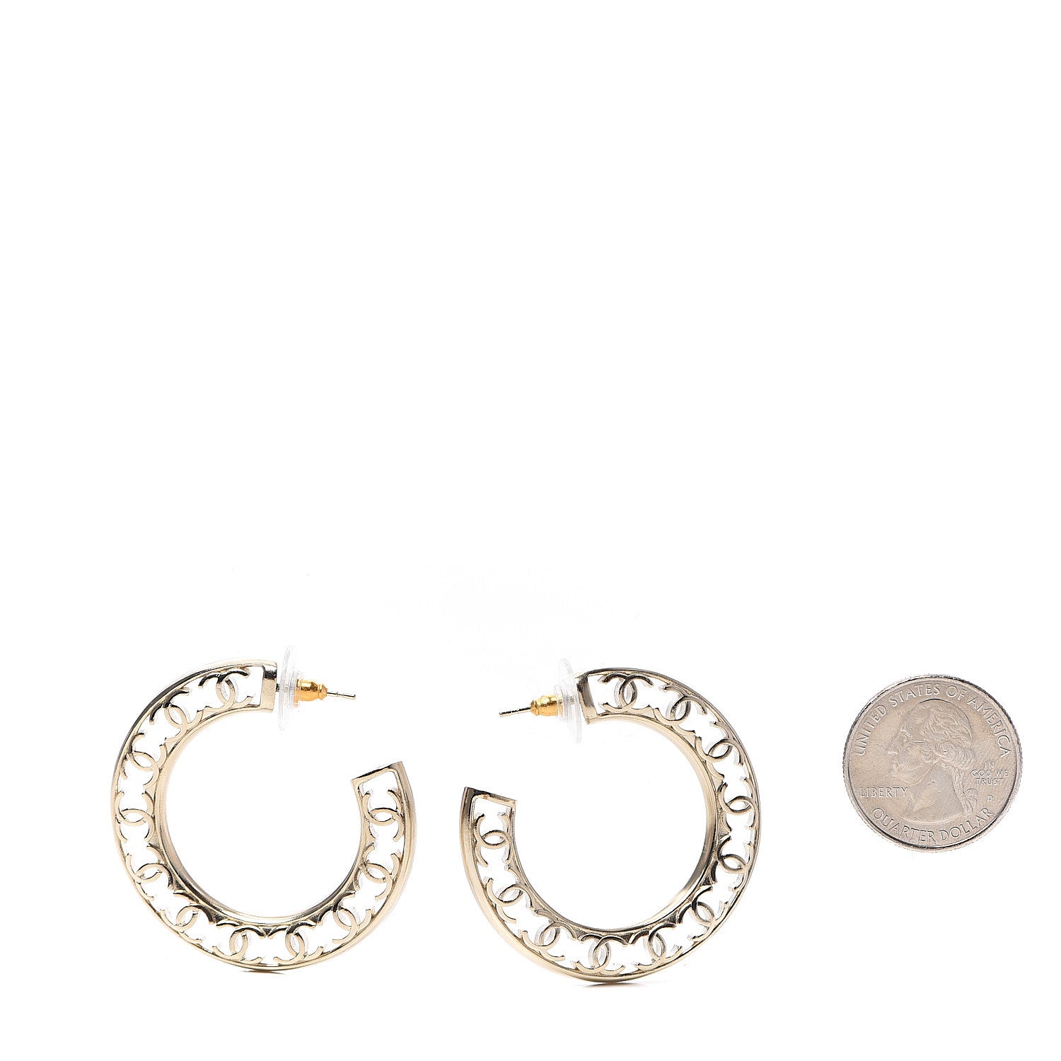 Chanel CC Hoop Earrings Gold 2 of 4
