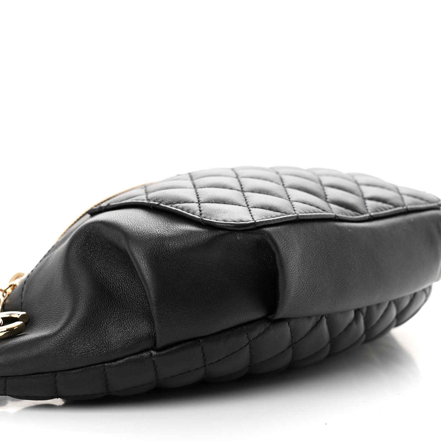 Lambskin Quilted Waist Bag Fanny Pack Black