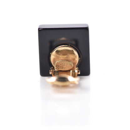 Chanel Resin CC Clip On Earrings Black Gold 4 of 4